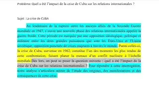 SUJET D'histoire : LA CRISE DE CUBA