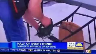 Crazy divorce revenge 🤣🤣🤣 | Man cuts everything into half