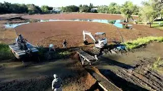 Restoration Process Large Pond  by Fuentes Lake & Pond, Inc.