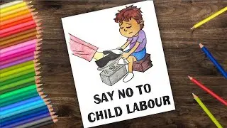 How to draw World Day against child labour  || poster drawing for kids