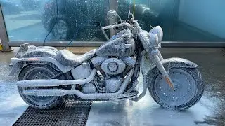 Washing a Harley Davidson Fatboy In Self Service Car Wash Near Datteln