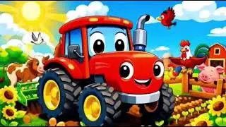 Happy Tractor Song 🚜| Tractor Working on the Farm 🌾🚜 | Fun Farm Animals Nursery Rhyme for Kids 🥁🌻|