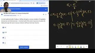23 ratio of terminal velocity of 2 balls of same mass and different radius in the same fluid