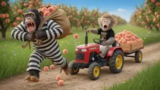 🔥🐒 BuBu the Monkey Catches Sneaky Chimp Thief in His Peach Orchard! Epic Rescue & Adventure! 🍑🚜