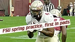FSU Football spring practice footage, first day in pads