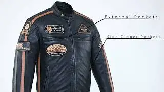 Gallanto Mens British Motorcycle Wax Leather Badges #jacket Biker with Tan Green Stripes