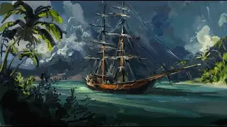 Artrage 5 Time-Lapse Speedpaint - Sailing Ship in Pirate's Cove