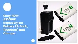 Sony HDR-AS100VR Replacement Battery (2-Pack, 1600mAh) and Charger