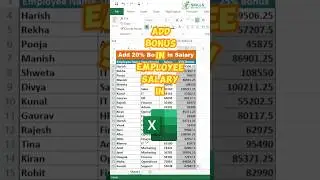 Add 25% Bonus in Employee Salary in Excel / #explore #excel #viral #shortsfeed #exceltips #shorts