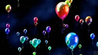 Balloons Background Video, Colorful  Flying Balloons Flying in the Night Sky, Sensory Video