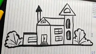 How to Draw My House 🏠 | Easy Ghor Drawing Tutorial for Kids & Beginners | ASMR Magic ART