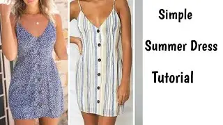 Simple V-neck Spaghetti sleeve summer dress tutorial. Easy summer sleeveless dress tutorial