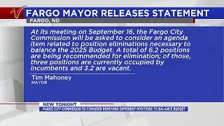 Fargo City Commission to consider removing different positions to balance the 2025 budget