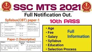 SSC MTS Recruitment 2021 Full Notification Out. Letest Job 10th pass | Online form 2021