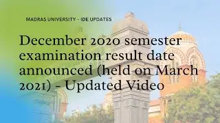 December 2020 exam result date announced (held on March 2021) | UG | PG | MBA/MCA | MU-IDE Updates