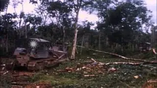 Bulldozers and Rome plows clear the vegetation in Hon Don Forest in Bein Hoa, Sou...HD Stock Footage