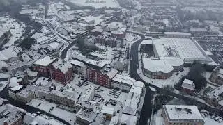 SNOW TROWBRIDGE TOWN CENTER UK DRONE