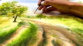 Countryside Painting Tutorial in Watercolor