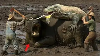 Heroic Rescue Team Saves  Lonely Buffalo From Giant Monitor Lizard Attack