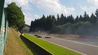 Complete view crash Anthoine Hubert -Vue entière Accident crash Antoine Hubert spa gp 2019 formule 2
