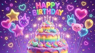 4K Happy Birthday Visuals with Music 📺 Party Background Video