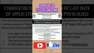 Latest Sindh Emergency Rescue Service 1122 Jobs 2023