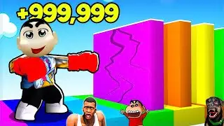 SHINCHAN PUNCH 100000 WALLS IN WALL RACE SIMULATOR ROBLOX with FRANKLIN & CHOP | DREAM SQUAD