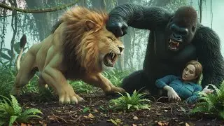 Epic Battle: Kong Saves the Beautiful Girl from the Giant Lion 🦍🦁 King Kong vs. the Giant Lion