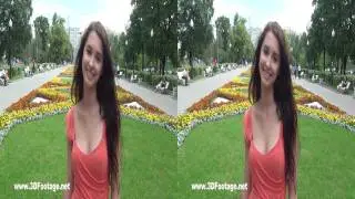 YT3D Video Stock Footage - Young woman outdoor. Sony HDR-TD10E 3D Footage