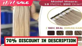 A must-have product! Moresoo Human Hair Extensions Tape in Remy Ash Blonde Highlight Hair Silky St