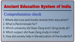Ancient Education System of India | Comprehension check | Part 2 | Question Answer | Class 8 English