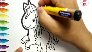 very easy , how to draw  Cute Pony / drawing and coloring for kids, toddlers