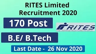 RITES Recruitment 2020 Apply Online | Govt Jobs for Engineers 2020 | Latest Govt Job 2020