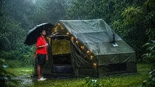 Surviving 24 Hours of Extreme Rain in Maharashtra [ ASMR, CAMPING, SOLO ]