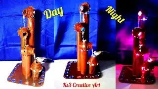 DIY Newspaper Pot waterfall showpiece | Newspaper Craft | newspaper Led table top waterfall/fountain