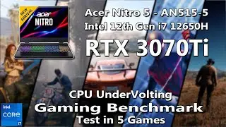 2023 Acer Nitro 5 - i7 12650H +RTX  3070ti Gaming Benchmark | CPU Undervolting Gaming Test |
