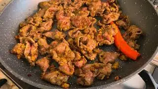 Slice beef with lemongrass paste, what's a protein and delicious/Tender and delicious