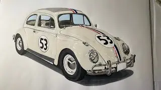 Herbie the love bug 😍 #shorts #herbie #k&auml;fer #classiccars #oldtimer #cardrawing #drawing #copic