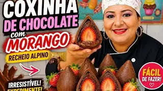 coxinha de chocolate com  morango recheio Alpino na forma BWB
