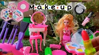 Unboxing doll makeup collection | barbie doll makeup set | Barbie tiny food | Makeup collection