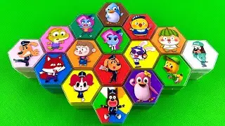 Finding Sheriff Labrador with All CLAY in Hexagon Shapes,... Coloring! Satisfying Slime ASMR Video