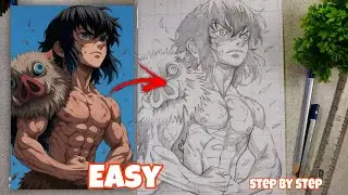 How to draw Inosuke Hashibira a main character (easy to step by step) part-1 Unique... 