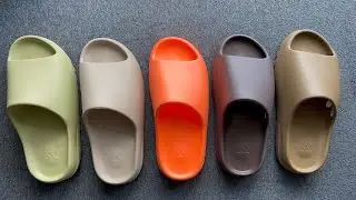 Adidas Yeezy Slides - Resin, Core, Enflamed Orange, Soot and Pure