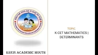 K-CET MATHEMATICS  | DETERMINANTS