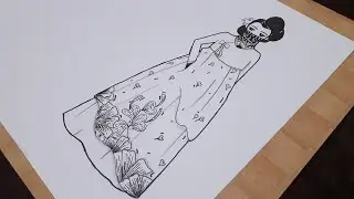 Easy doodle and zentangle dress art (ep: hanbok dress 3)