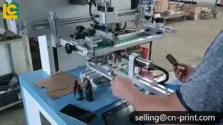 PLC control servo bottle screen printing machine with Germany Leuze color sensor. LC-PA-400ES