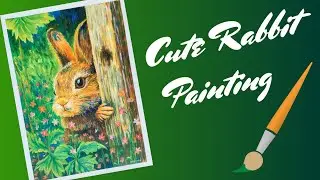 How to Paint a Realistic Rabbit in Acrylic Colours | Cute Bunny Painting 🖌️🎨 in Acrylic Colours
