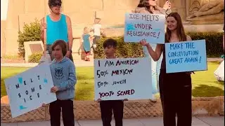Kids  on Trump & ICE 🧊 &ndash; Santa Barbara#fyp #protest #state #street #santabarbara #protest 