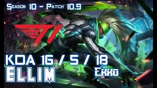 T1 Ellim EKKO vs NIDALEE Jungle - Patch 10.9 KR Ranked