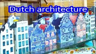 Delft blue porcelain. Dutch architecture, Middle Ages. New Church. City Hall.